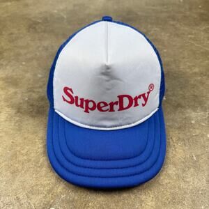 SuperDry Trucker Hat Mesh Snapback OSFM Royal Blue White Red Logo Y2K Style